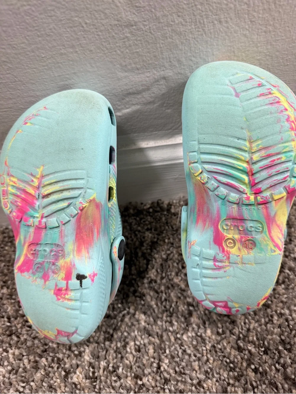 CROCS Kids Aqua Multi-Color Tie-Dye Slip-Ons